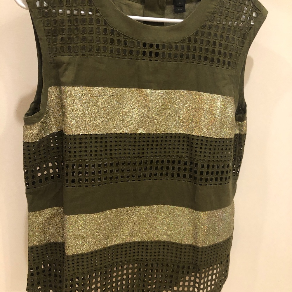 Jcrew kaki metallic top